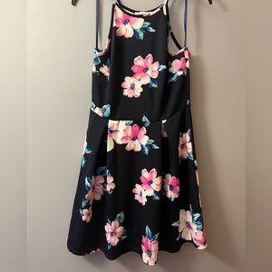 Navy and blue floral dress. Monteau brand size medium